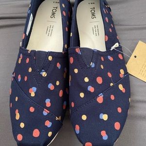 Toms Navy Dot Party Canvas Shoes Size 8.5